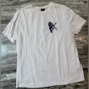 Mens Express Pima Cotton White Tee with Blue Graphic